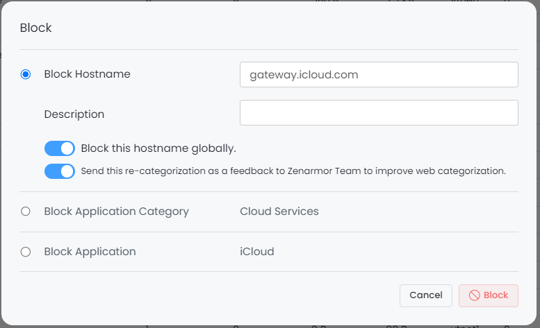 Blocking a connection via Live Session Explorer