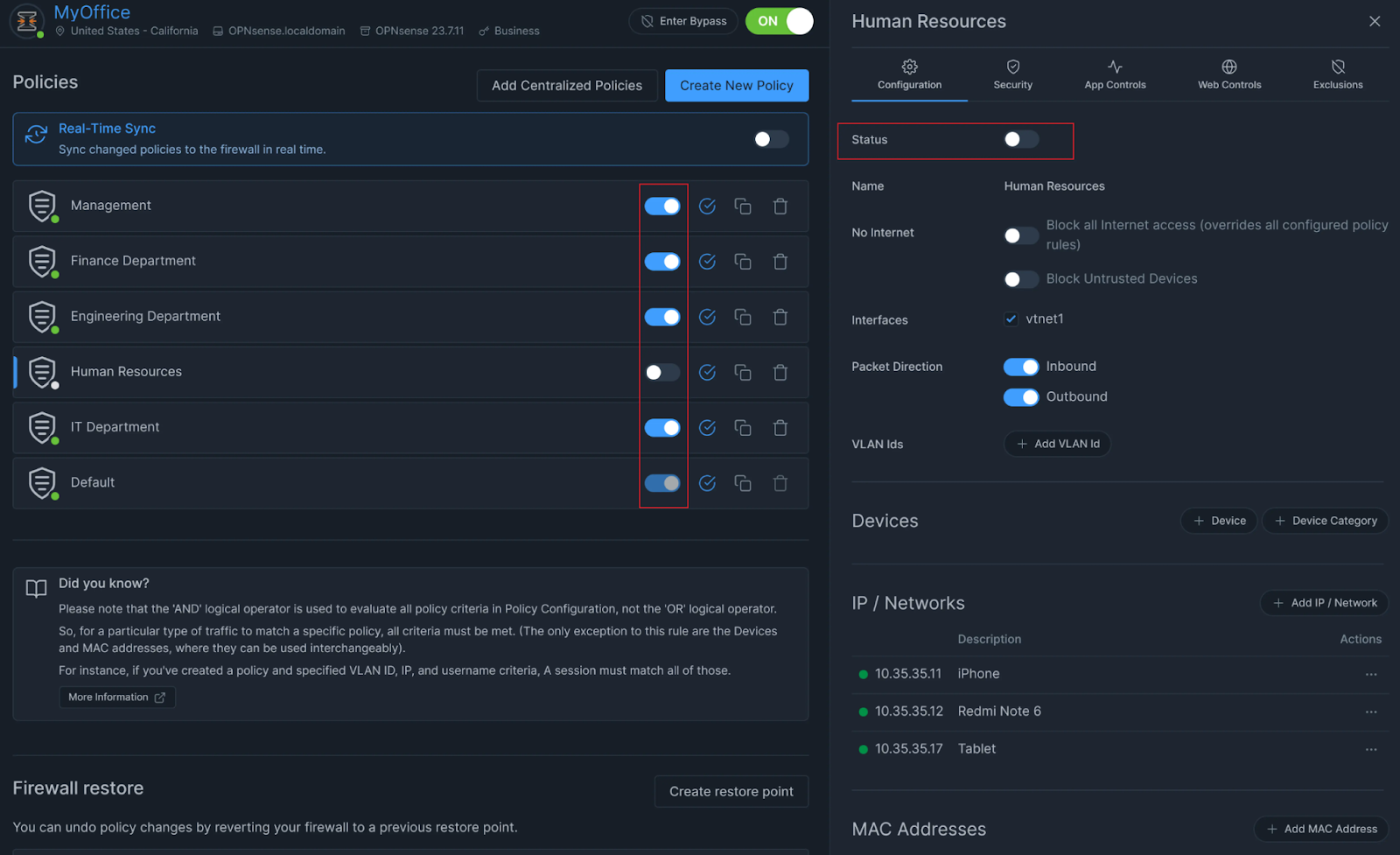 Zenarmor Policy-based controls (web filtering, applications)